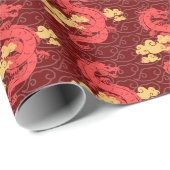 Gouden Oosterse Chinese Draak voor Lunar New Year Cadeaupapier (Rol Hoek)