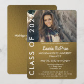Gouden op maat gemaakte foto afstudeeruitnodiging kaart (Voorkant / Achterkant)
