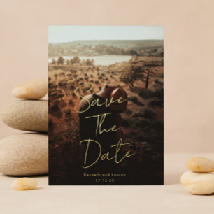 Gouden Op maat geschreven namen foto save the date Folie Uitnodiging