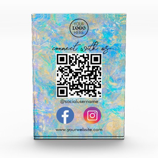 Gouden Opal Connect met US QR Code Social Media Fotoblokken (Voorkant)