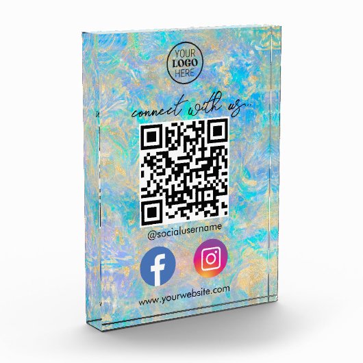 Gouden Opal Connect met US QR Code Social Media Fotoblokken (Links)