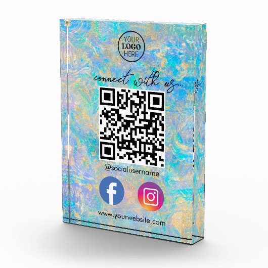 Gouden Opal Connect met US QR Code Social Media Fotoblokken (Rechts)