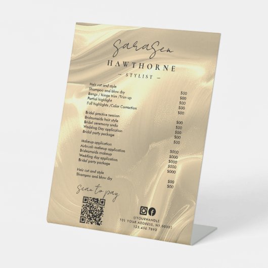 Gouden Opal prijslijst Holografische Scan Betalen Reclamebord Met Voetstuk (Voorkant)