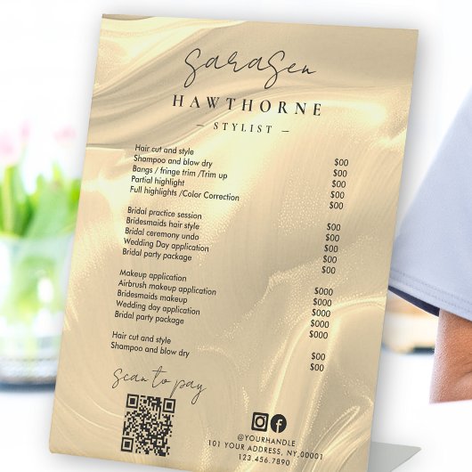 Gouden Opal prijslijst Holografische Scan Betalen  Reclamebord Met Voetstuk