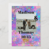 Gouden Opal Steen 1 Foto Bold Minimalistische Huwe Kaart (Voorkant)