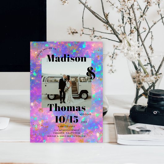 Gouden Opal Steen 1 Foto Bold Minimalistische Huwe Kaart