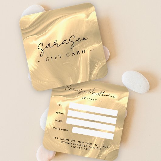 Gouden Opal Steen Achtergrond Cadeaubon Vierkante Visitekaartjes