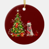 gouden ophaalmachine met Pet kerst Keramisch Ornament (Voorkant)