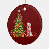 gouden ophaalmachine met Pet kerst Keramisch Ornament (Links)