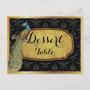Gouden optioneel pauw dessert tafel bord briefkaart