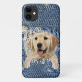 gouden opvrager in blauw denim gat Case-Mate iPhone case (Achterkant)