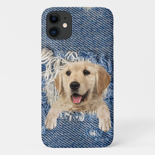 gouden opvrager in blauw denim gat Case-Mate iPhone case (Achterkant)
