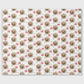 gouden opvrager met roos en kussen cadeaupapier (Vlak)