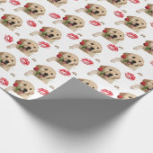 gouden opvrager met roos en kussen cadeaupapier (Hoek)