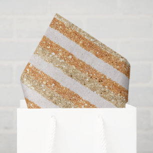 Gouden Oranje Glitter Crème Strepen Fonkel & Schit Tissuepapier