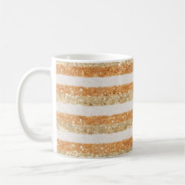 Gouden Oranje Glitter Crème Strepen Koffiemok
