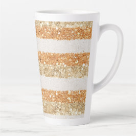 Gouden Oranje Glitter Crème Strepen Latte Mok