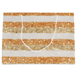 Gouden Oranje Glitter Crème Strepen Verjaardag Groot Cadeauzakje