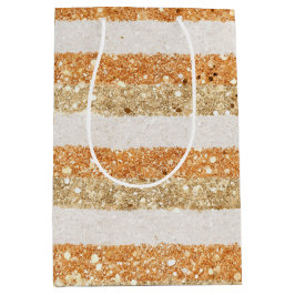 Gouden Oranje Glitter Crème Strepen Verjaardag Medium Cadeauzakje