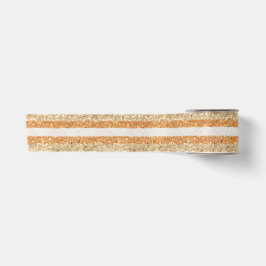 Gouden Oranje Glitter Crème Strepen Verjaardag Satijnen Lint