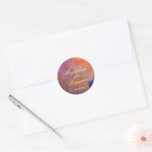 Gouden Oranje Paarse Zonsondergang Hemel Monet Kun Ronde Sticker