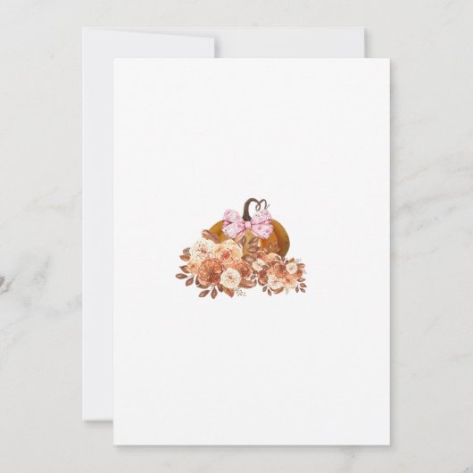 Gouden Oranje Pompoen Bloemige Baby Shower Uitnodi Kaart (Achterkant)