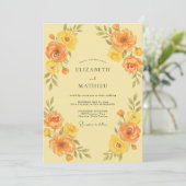 Gouden Oranje Ranunculus Eucalyptus Bruiloft Kaart (Staand voorkant)