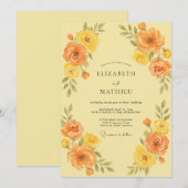 Gouden Oranje Ranunculus Eucalyptus Bruiloft Kaart (Voorkant / Achterkant)
