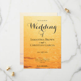 Gouden oranje zomerse zee golven bruiloft save the date