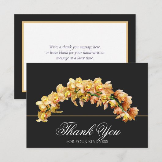 Gouden Orchidee Bloemboog Botanische Chic Bedankt (Voorkant / Achterkant)