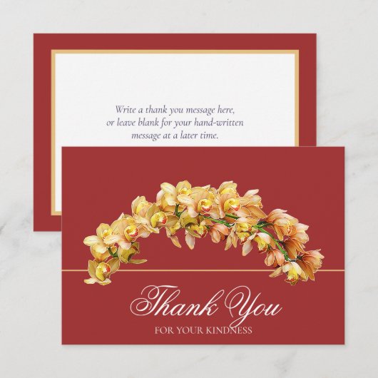 Gouden Orchidee Bloemboog Botanische Chic Bedankt (Voorkant / Achterkant)