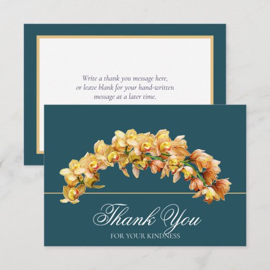 Gouden Orchidee Bloemboog Botanische Chic Bedankt (Voorkant / Achterkant)