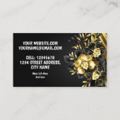 Gouden Orchidee op Zwarte Achtergrond Visitekaartje (Achterkant)