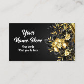 Gouden Orchidee op Zwarte Achtergrond Visitekaartje (Voorkant)