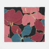 Gouden orchideeën, elegante bloemige lijnkunst. fleece deken (Voorkant (Horizontaal))