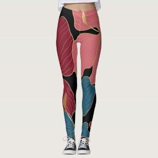 Gouden orchideeën, elegante bloemige lijnkunst. leggings