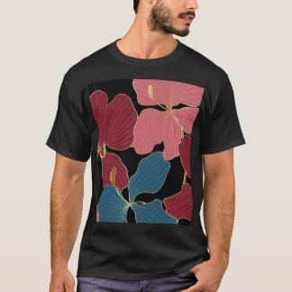 Gouden orchideeën, elegante bloemige lijnkunst. t-shirt