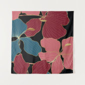 Gouden orchideeën, elegante bloemige lijnkunst. wandkleed (Voorkant (horizontaal))