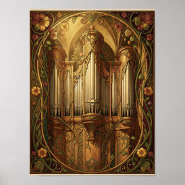 Gouden orgel Art Nouveau botanische lijst Poster