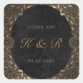  gouden Ornament dank u bruiloft Vierkante Sticker (Voorkant)