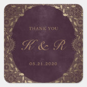  gouden Ornament dank u bruiloft Vierkante Sticker (Voorkant)