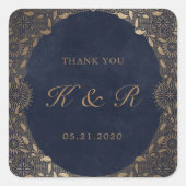  gouden Ornament dank u bruiloft Vierkante Sticker (Voorkant)