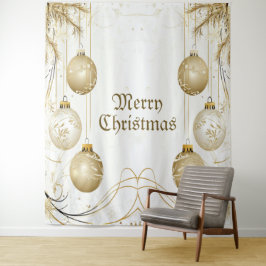 Gouden Ornament Kerstvakantie Feest Elegant Wandkleed