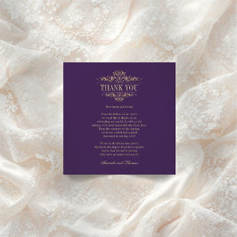 Gouden ornament paarse chic modern bedankkaart