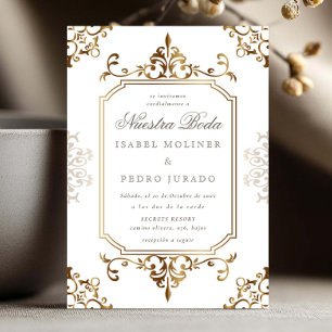 Gouden ornament vintage Nuestra Boda bruiloft Kaart