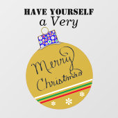 Gouden Ornamenten bal Vrolijk kerstrood Groen Raamsticker (Vel)