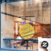 Gouden Ornamenten bal Vrolijk kerstrood Groen Raamsticker (Cafe Raam)