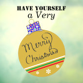 Gouden Ornamenten bal Vrolijk kerstrood Groen Raamsticker (Vel 3)