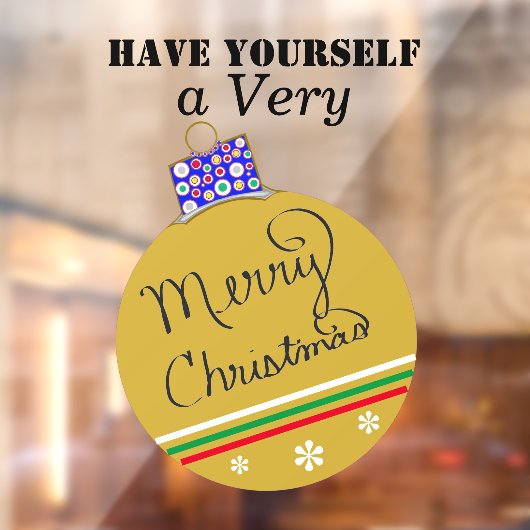 Gouden Ornamenten bal Vrolijk kerstrood Groen Raamsticker (Vel 2)