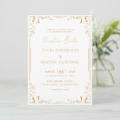 Gouden Ornamenten hoek Spaans Nuestra Boda Kaart (Staand voorkant)